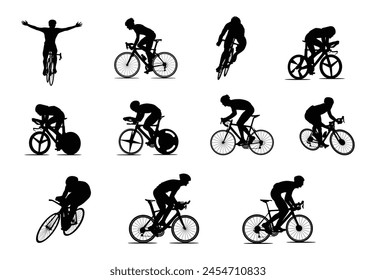 Men's cycling clothing Simple black silhouette vector