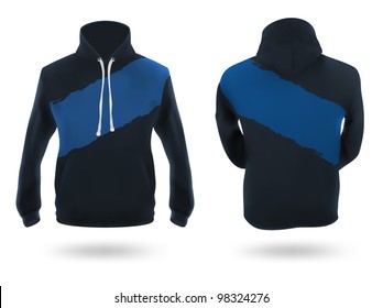 Men's dark blue training hoodie design template.