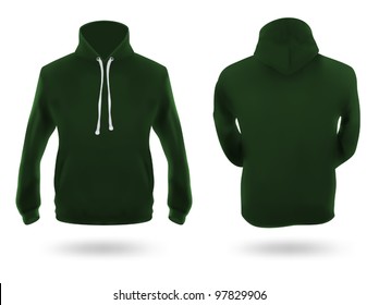 Men's Dark Green Training Hoodie Template.