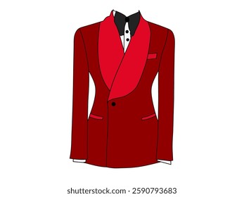 Men's dark red tuxedo dress vector on a white background. Fashion theme for use in formal occasions such as weddings, business and so on.