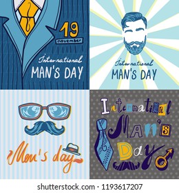 Mens day concept background. Hand drawn illustration of mens day vector concept background for web design