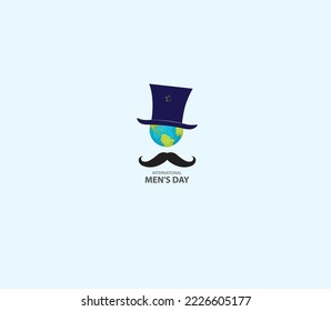 Men's day concept. globe and men's hats. vector illustrations