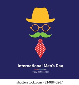 Men's Day with hat google glass mustache and scarps. color