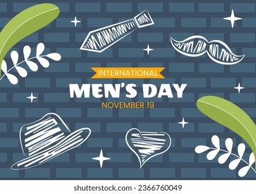 Men's Day Social Media Background Flat Cartoon Hand Drawn Templates Illustration