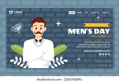 Men's Day Social Media Landing Page Cartoon Hand Drawn Templates Background Illustration