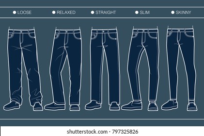 Mens Denim Fits Loose Relaxed Straight Stock Vector (Royalty Free ...