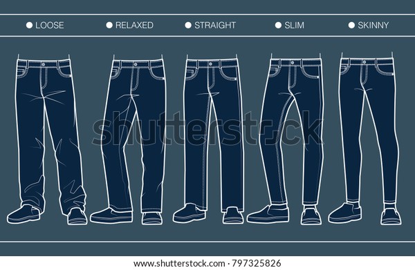 Men's
denim fits (loose, relaxed, straight, slim,
skinny)