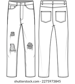 Patch pockets for denim shirt and pants. Vector cartoon set of