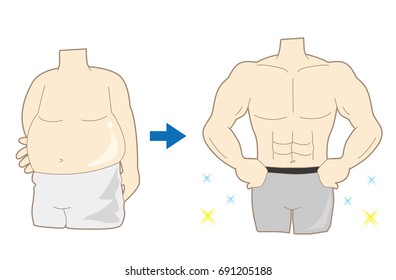 Men's Diet Success Example / Vector image material