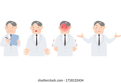 Men's emotions set in white coat