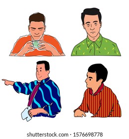 Men's expressions and gestures vector