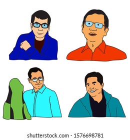 Men's expressions and gestures vector