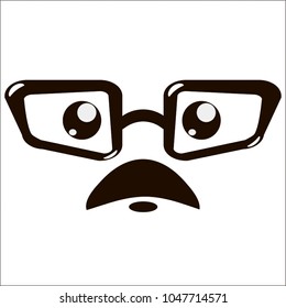 ilustración vectorial de los accesorios faciales masculinos sobre fondo blanco. Icono de bigotes y gafas.