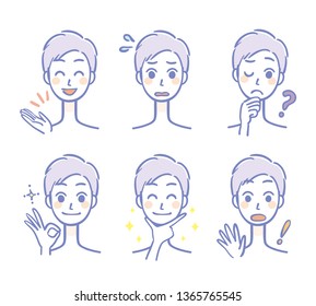 Men's facial expression set