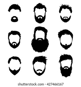 Men's fashion, silhouette, style, set of beards, vector illustration.