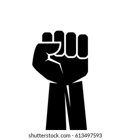 Men's fist hand silhouette icon, riot concept vector illustration isolated on white background