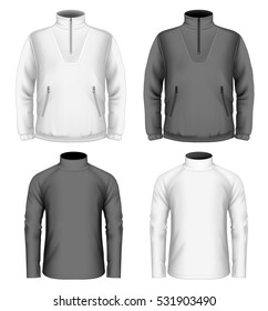 Men's fleece sweater and sweater ( front view). Vector illustration. Fully editable handmade mesh.