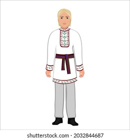 Men's folk national Belarusian costume. Vector illustration