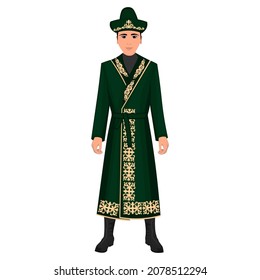 Men's folk national Kazakh costume. Vector illustration