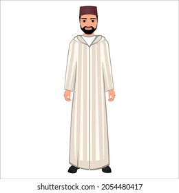 Men's folk national Moroccan costume. Vector illustration