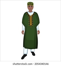 Men's folk national Nigerian costume. Vector illustration