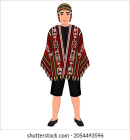 Men's folk national Peruvian costume. Vector illustration