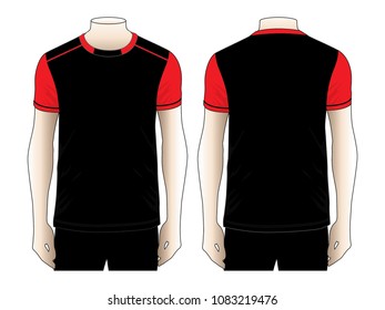 Men's Football T-Shirt Design
Black/Red Vector.Front ANd Back Views.