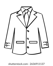 Men's formal suit jacket with tie outline drawing