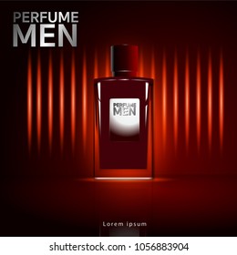 Men's fragrance Glass bottle luxury packaging. Isolated from vector background.