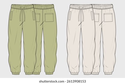 Mens front and back jogger combo flat sketch