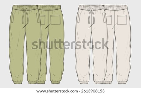 Mens front and back jogger combo flat sketch