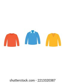 men's full sleeve shirts set isolated on white background. flat style vector. fashion vector. Perfect for coloring book, textiles, icon, web, painting, books, t-shirt print.