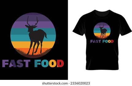 Men'S Funny Fast Food Hunting Tee Shirt Fast Running Deer Hunter Foodie Camo T-Shirt 