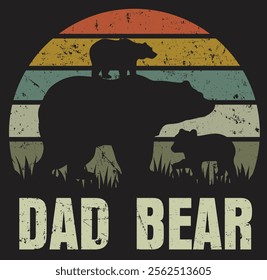 Mens Funny Fathers Day Daddy pngs, Father Two Cub Kids Dad Bear 