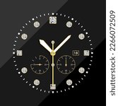 Mens Gold and diamonds Stainless Steel Watches face Luxury Minimalist Quartz Wrist Watch Men Business Casual Watch black strap vector