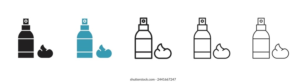 Men's Grooming and Styling Mousse Icons. Beard Care and Hair Styling Products.