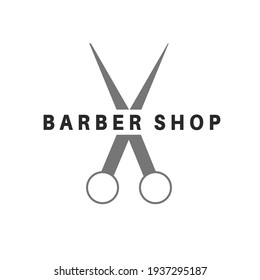 Mens hair salon hair cut barber shop vector logo sign and symbols.