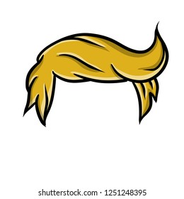 Men's haircut. Hairstyle blonde men.Hair on the character's head. Fashionable yellow hand-drawn wig.