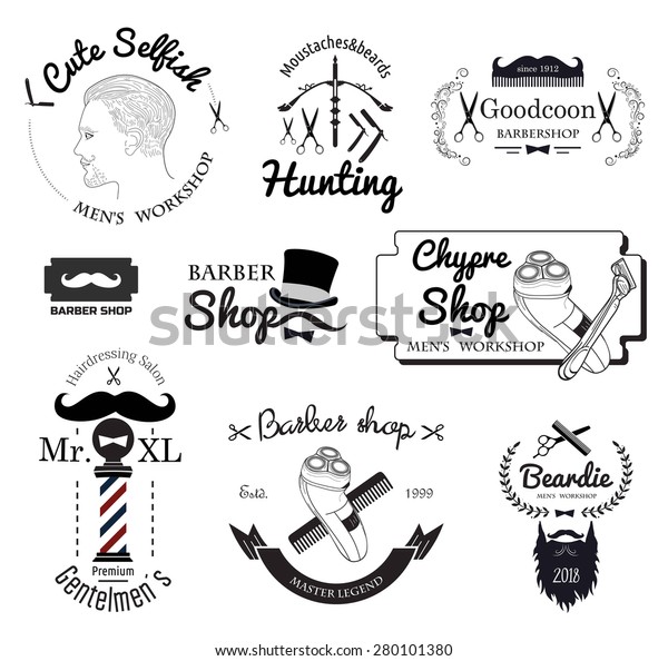 Mens Haircut Logo Barber Shop Logo Stock Vektorgrafik