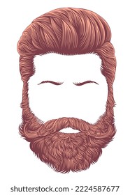 El peinado de los hombres con barba. Ilustración editable dibujada a mano. Grabado vectorial vintage. Aislado sobre fondo blanco. 8 pesos