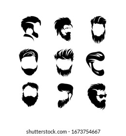 Men's hairstyle short length beard style set