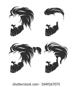 mens hairstyles and hirecut with beard mustache in face, full face and profile