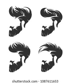 mens hairstyles and hirecut with beard mustache in face, full face and profile