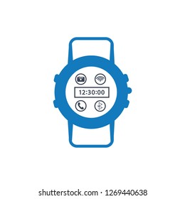 Men's hand classic wrist watch icon. Isolated wristwatch black illustration. - Vector