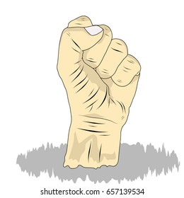 Mens hand Fist in cartoon style, Hand sign for poster, information graphics. Vector illustration.