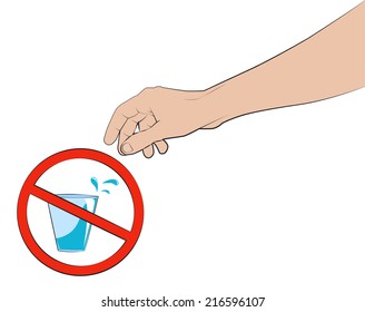 Men's hand reaches for a glass of alcohol, vector illustration
