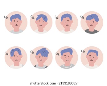 Men's hand-painted icon set (worried)