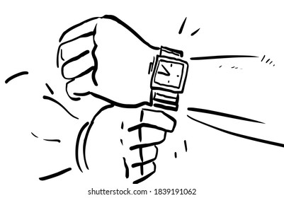 men's hands fasten the watch on the wrist