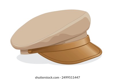 Sombrero de los hombres Breton Cap vista frontal lateral, Ilustración vectorial realista aislada sobre fondo blanco, eps