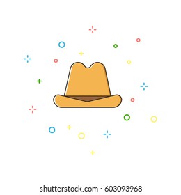 Mens hat color thin line icon.Vector illustration